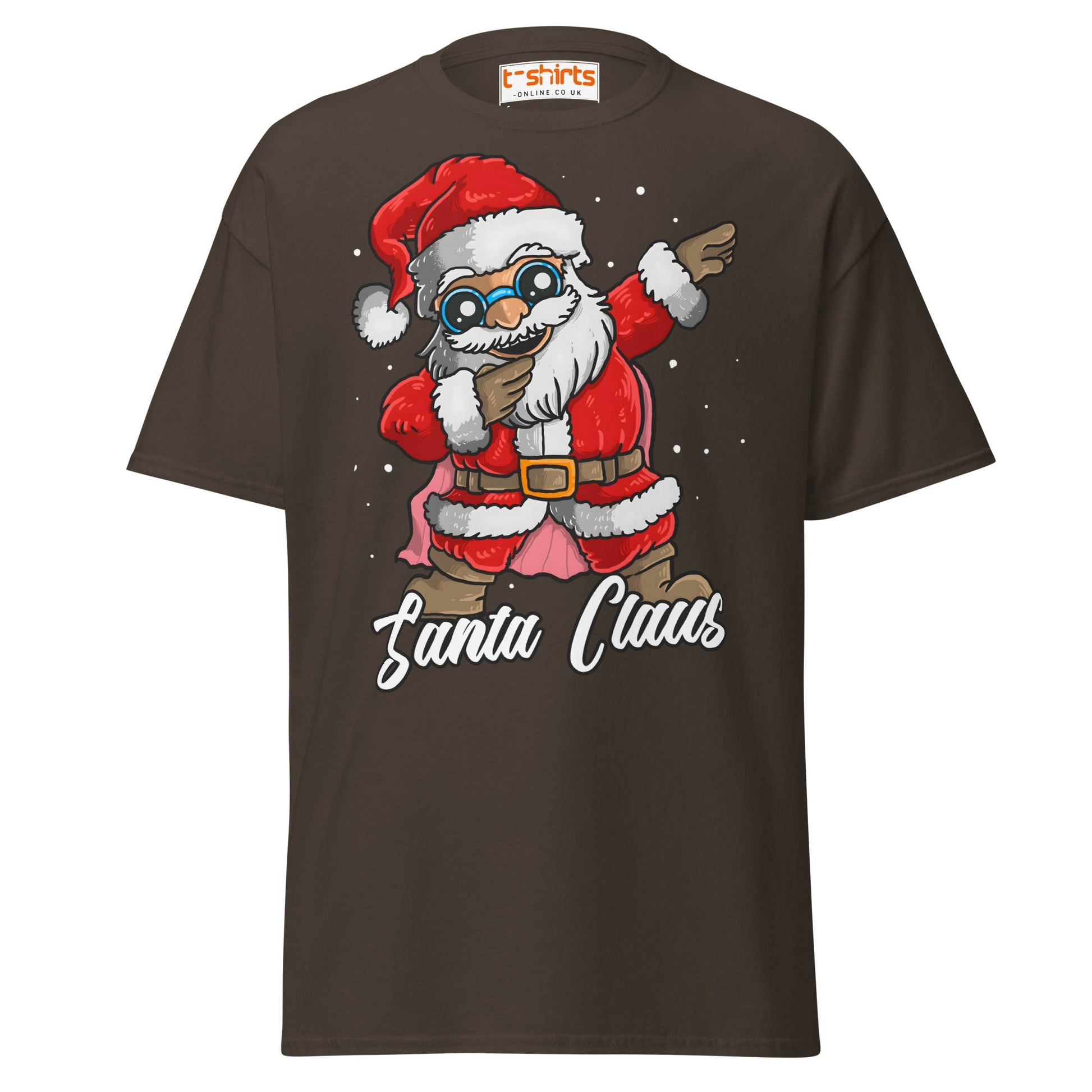 Dabbing Santa Claus T-Shirt | Funny Christmas Tee - Dark Chocolate - T-Shirts Online
