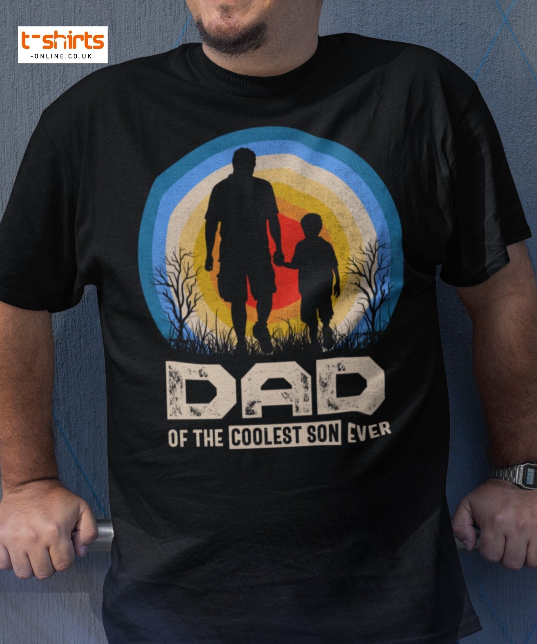 Dad of the Coolest Son Ever Retro T-Shirt - Black - T-Shirts Online