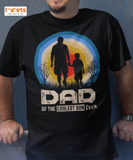 Dad of the Coolest Son Ever Retro T-Shirt - Black - T-Shirts Online