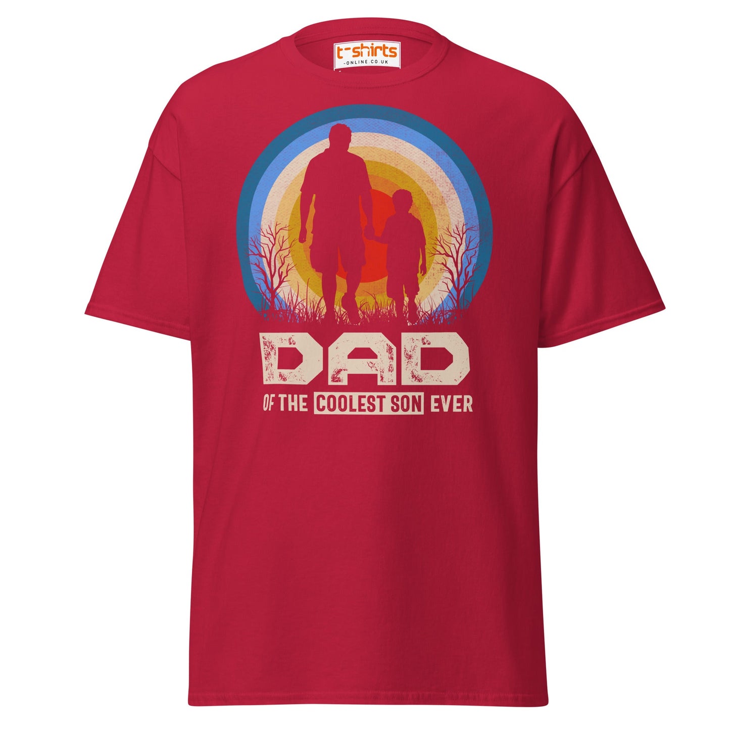 Dad of the Coolest Son Ever Retro T-Shirt - Cardinal - T-Shirts Online