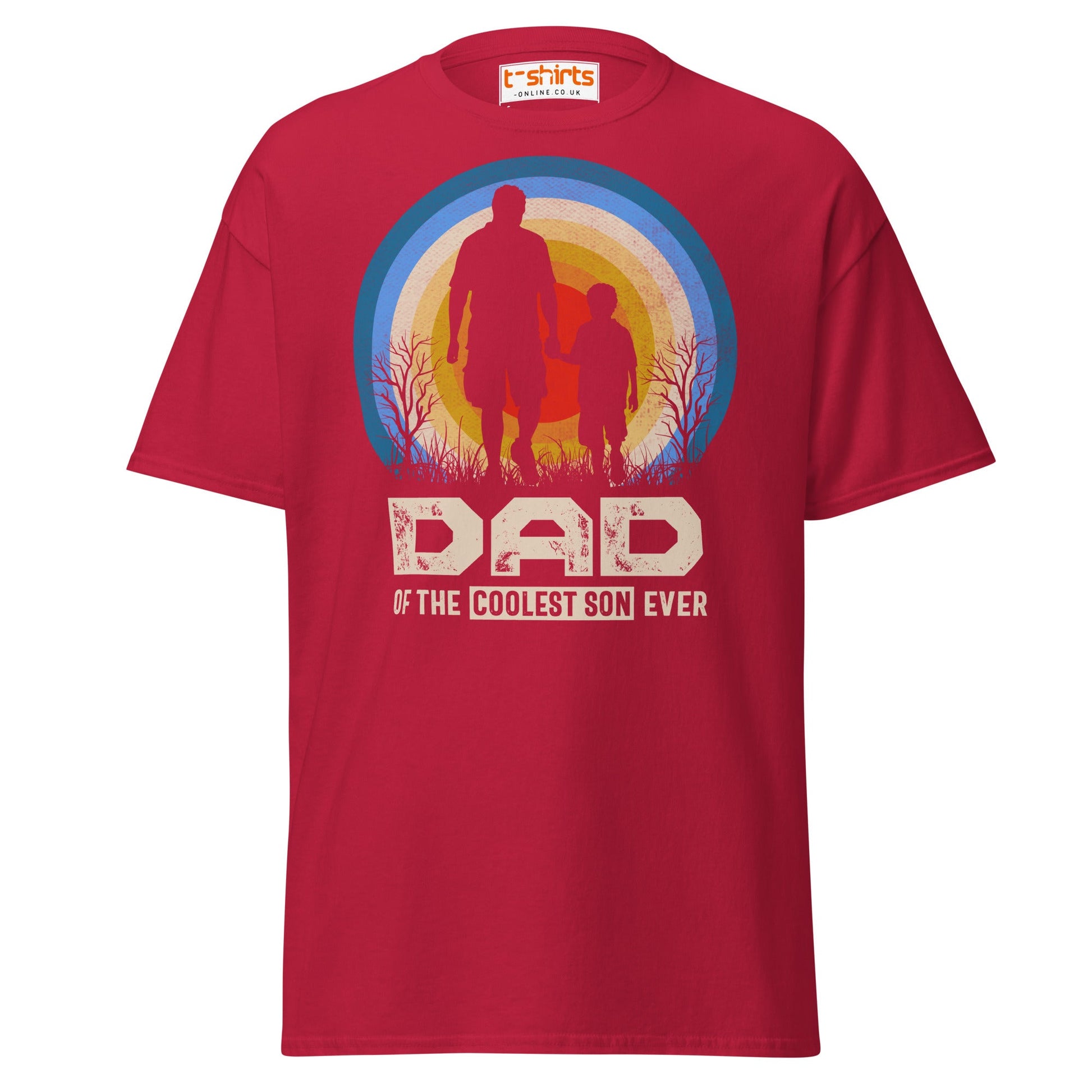 Dad of the Coolest Son Ever Retro T-Shirt - Cardinal - T-Shirts Online
