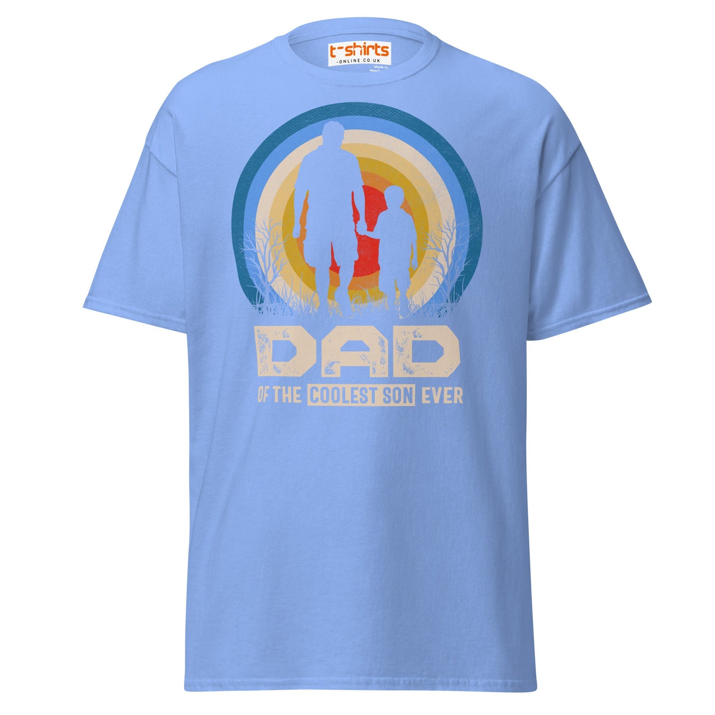 Dad of the Coolest Son Ever Retro T-Shirt - Carolina Blue - T-Shirts Online