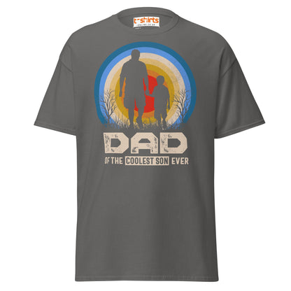 Dad of the Coolest Son Ever Retro T-Shirt - Charcoal - T-Shirts Online