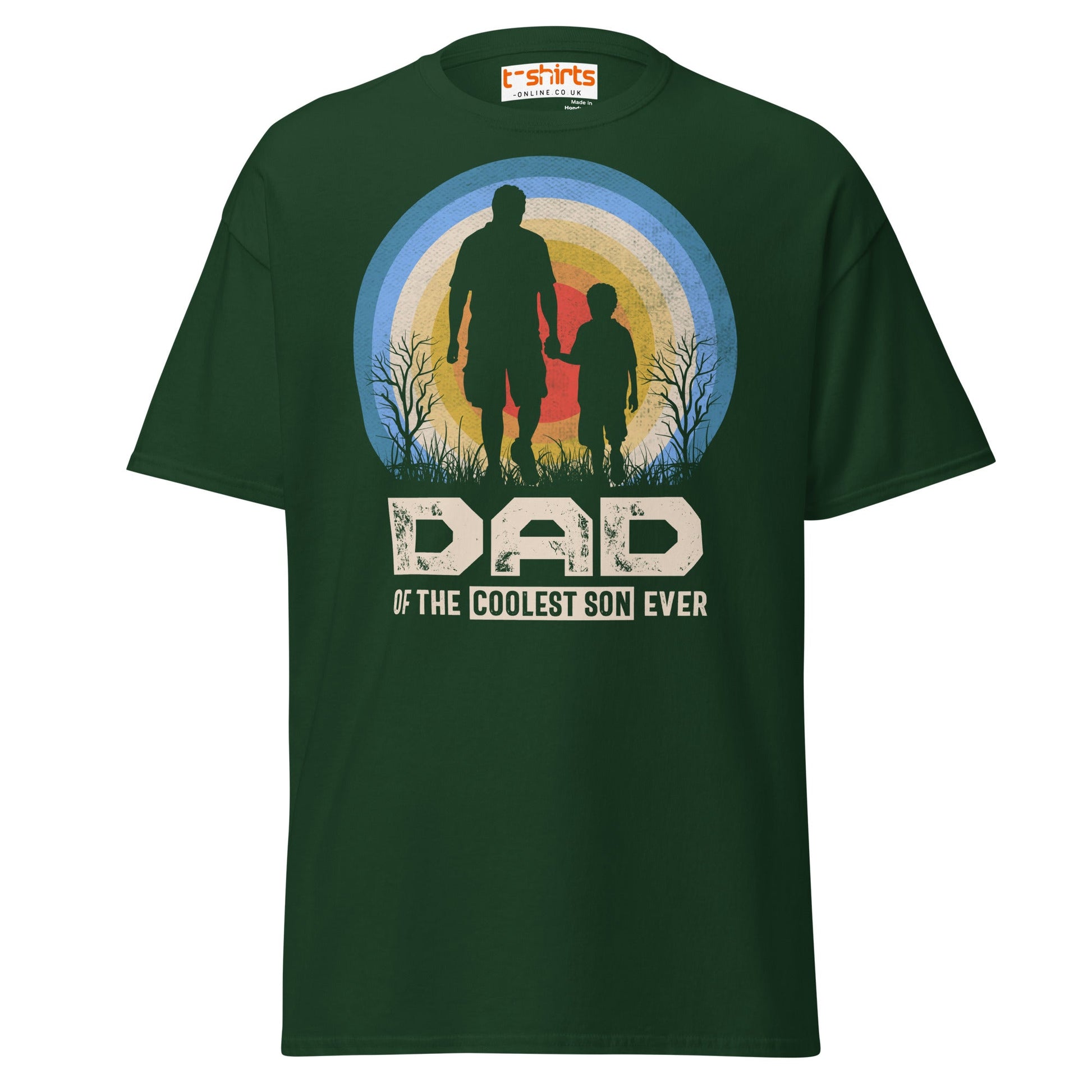 Dad of the Coolest Son Ever Retro T-Shirt - Forest Green - T-Shirts Online