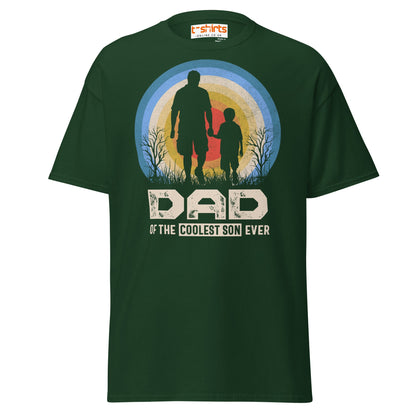 Dad of the Coolest Son Ever Retro T-Shirt - Forest Green - T-Shirts Online