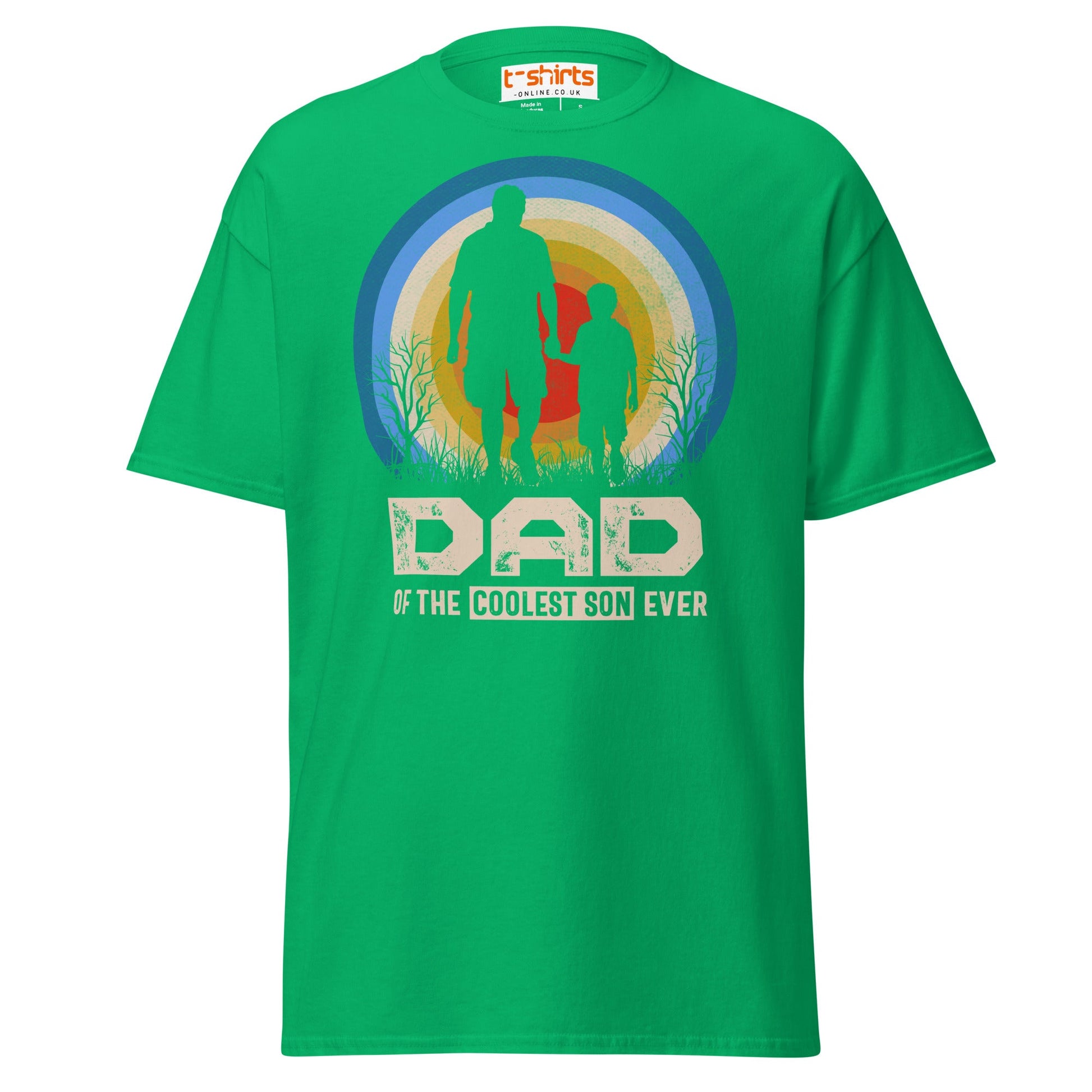 Dad of the Coolest Son Ever Retro T-Shirt - Irish Green - T-Shirts Online