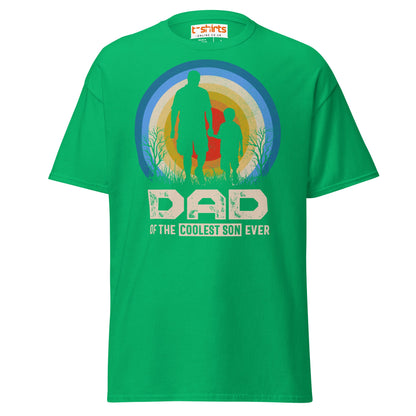 Dad of the Coolest Son Ever Retro T-Shirt - Irish Green - T-Shirts Online
