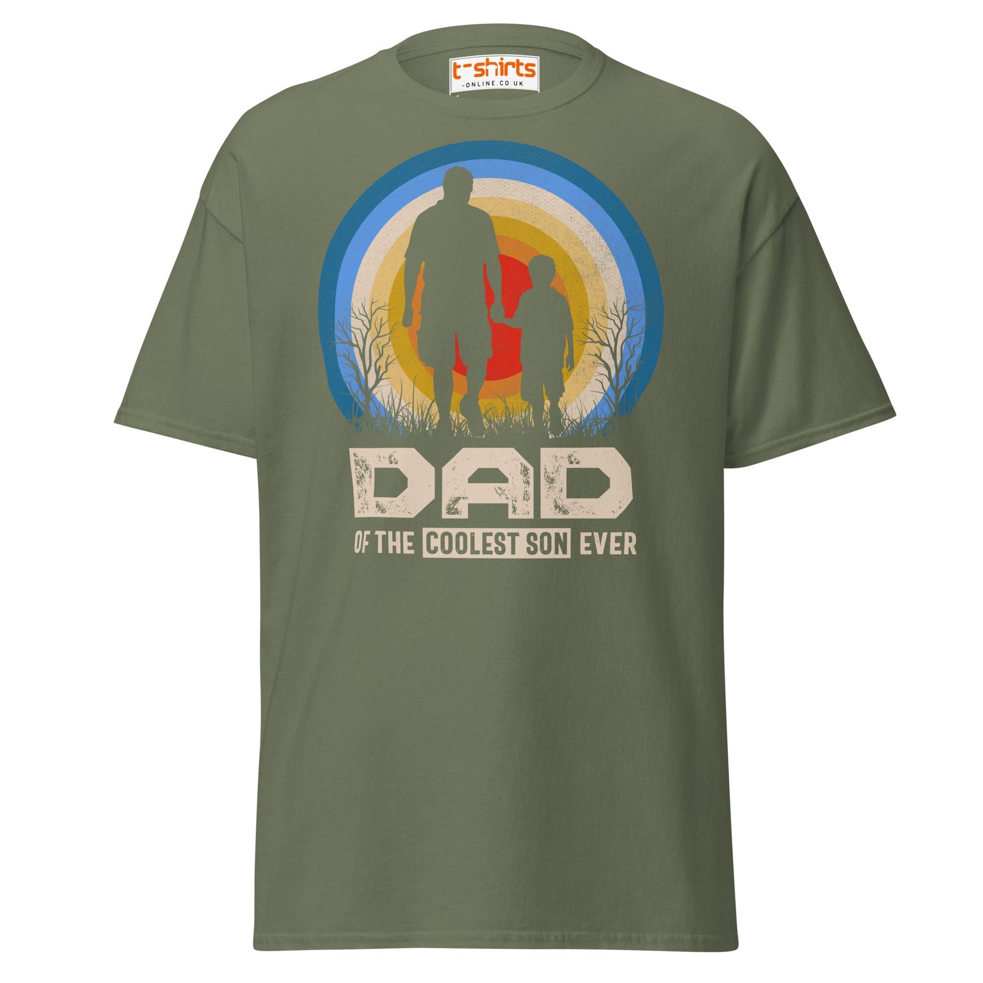 Dad of the Coolest Son Ever Retro T-Shirt - Military Green - T-Shirts Online