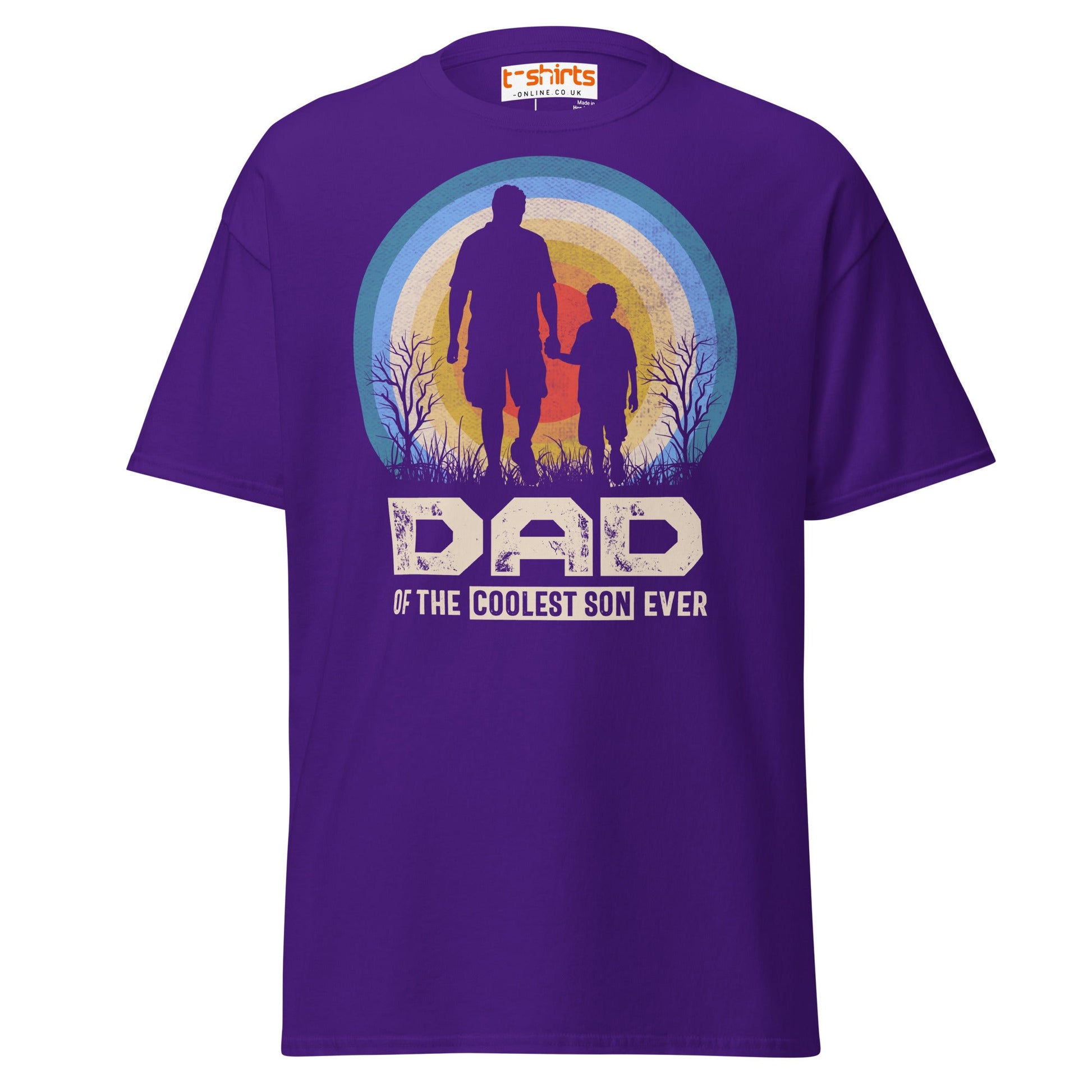 Dad of the Coolest Son Ever Retro T-Shirt - Purple - T-Shirts Online