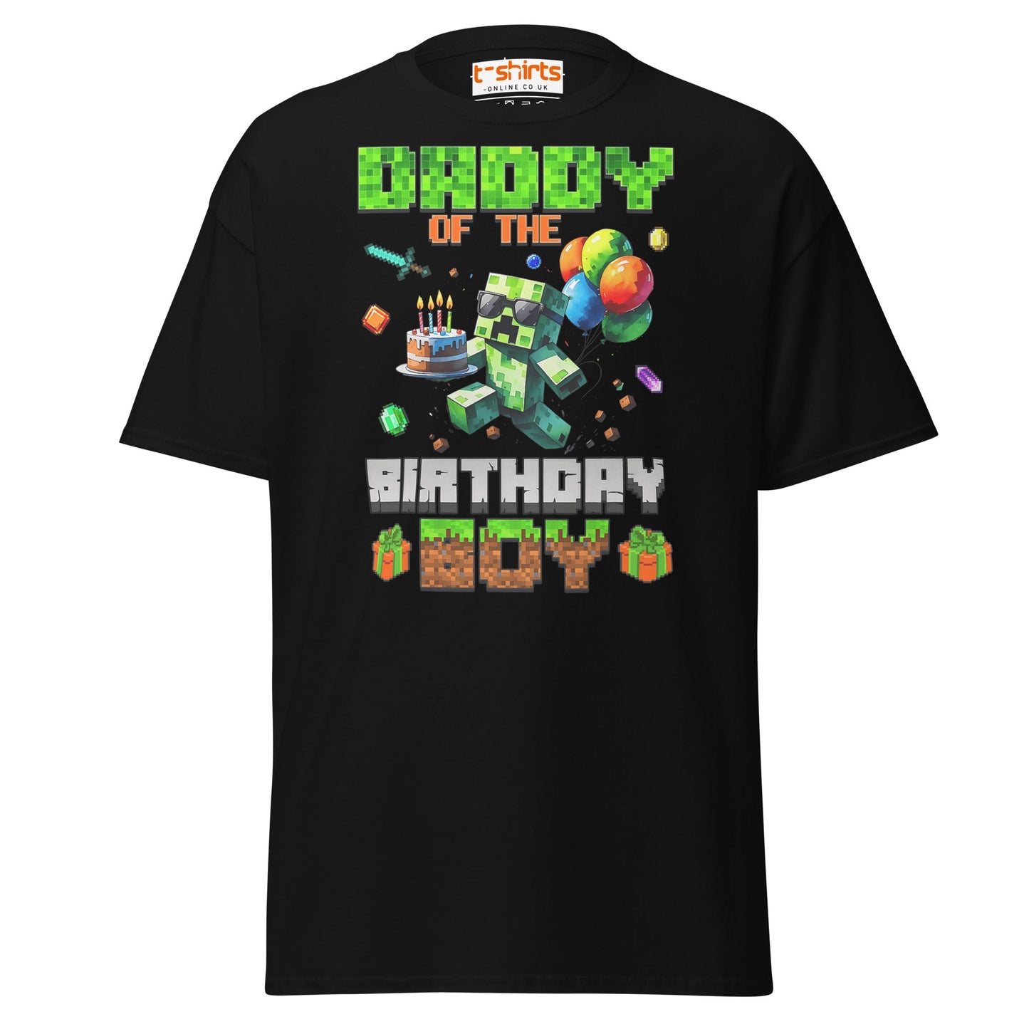 Daddy of the Birthday Boy T-Shirt | Pixel Gamer Theme - Black - T-Shirts Online