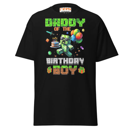 Daddy of the Birthday Boy T-Shirt | Pixel Gamer Theme - Black - T-Shirts Online