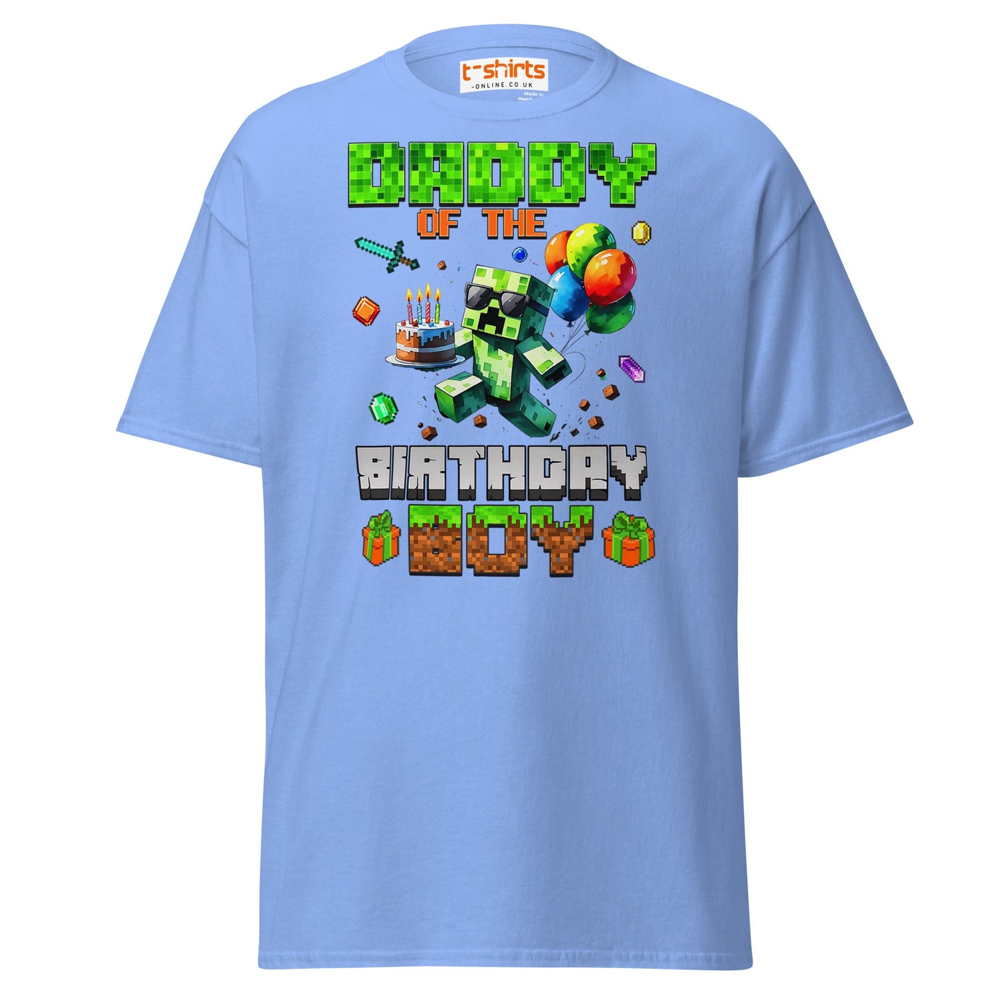 Daddy of the Birthday Boy T-Shirt | Pixel Gamer Theme - Carolina Blue - T-Shirts Online