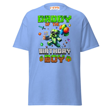 Daddy of the Birthday Boy T-Shirt | Pixel Gamer Theme - Carolina Blue - T-Shirts Online
