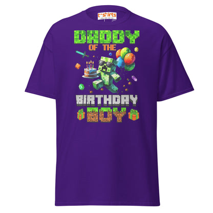 Daddy of the Birthday Boy T-Shirt | Pixel Gamer Theme - Purple - T-Shirts Online