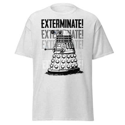Dalek Exterminate T-Shirt - Retro Sci - Fi Graphic Tee - Ash - T-Shirts Online