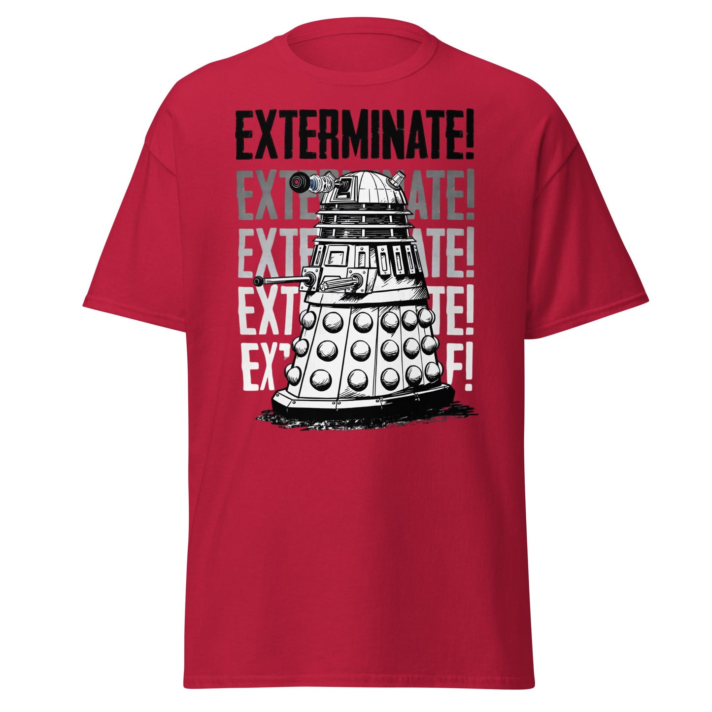 Dalek Exterminate T-Shirt - Retro Sci - Fi Graphic Tee - Cardinal - T-Shirts Online