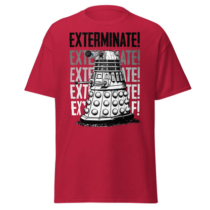Dalek Exterminate T-Shirt - Retro Sci - Fi Graphic Tee - Cardinal - T-Shirts Online