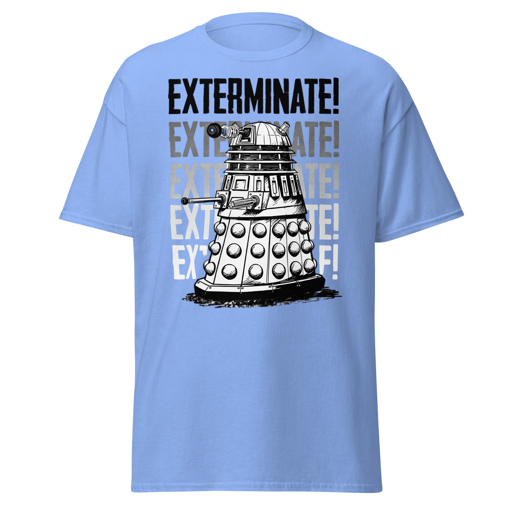 Dalek Exterminate T-Shirt - Retro Sci - Fi Graphic Tee - Carolina Blue - T-Shirts Online