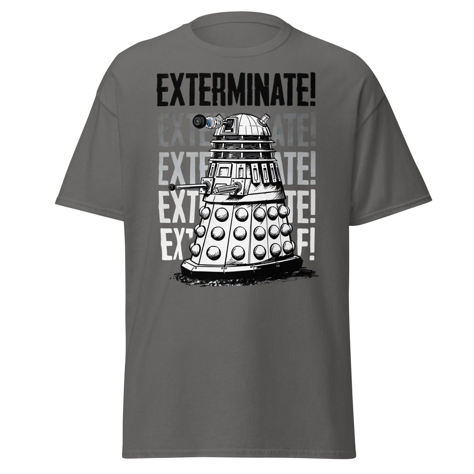 Dalek Exterminate T-Shirt - Retro Sci - Fi Graphic Tee - Charcoal - T-Shirts Online