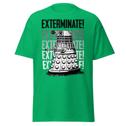 Dalek Exterminate T-Shirt - Retro Sci - Fi Graphic Tee - Irish Green - T-Shirts Online