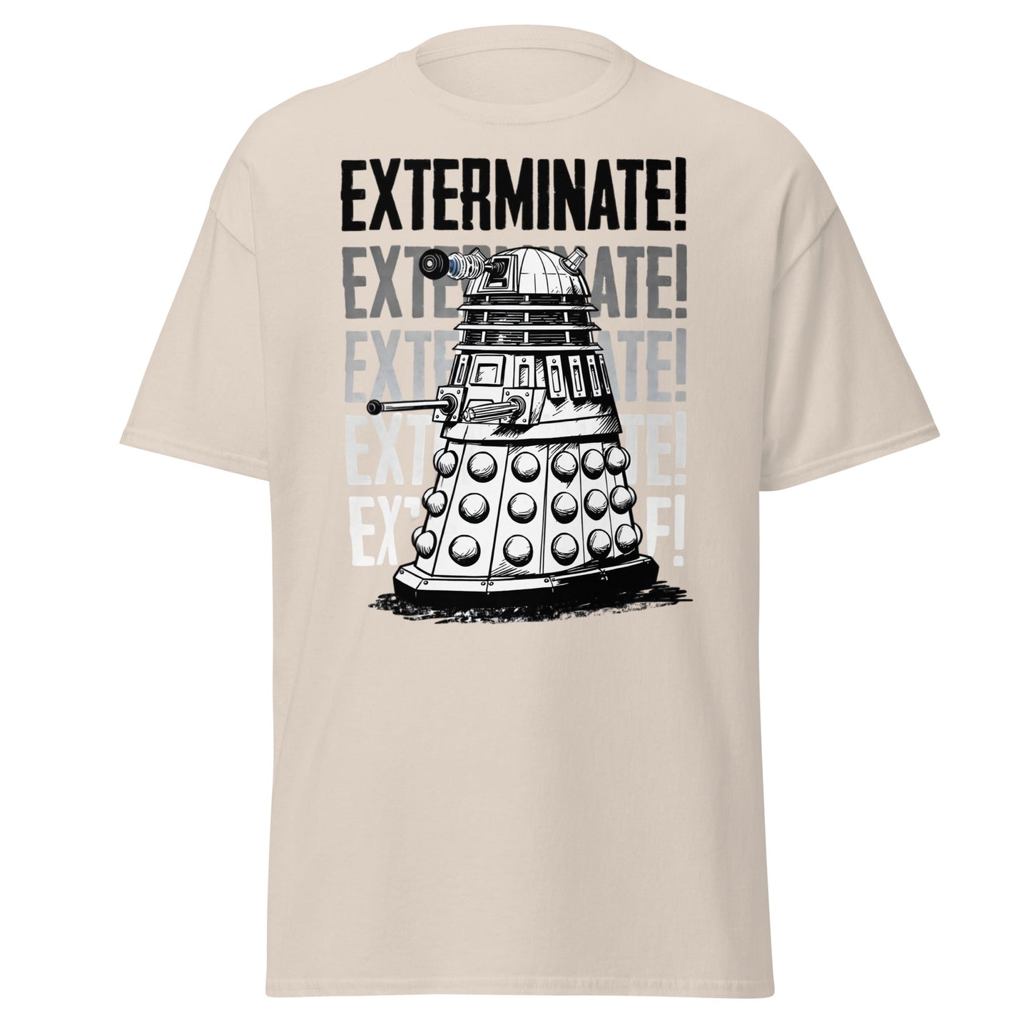 Dalek Exterminate T-Shirt - Retro Sci - Fi Graphic Tee - Natural - T-Shirts Online