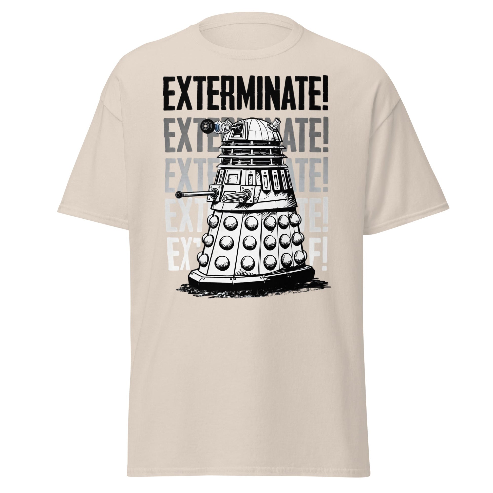Dalek Exterminate T-Shirt - Retro Sci - Fi Graphic Tee - Natural - T-Shirts Online