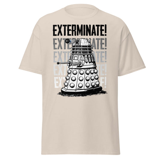 Dalek Exterminate T-Shirt - Retro Sci - Fi Graphic Tee - Natural - T-Shirts Online