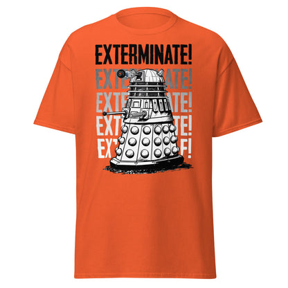 Dalek Exterminate T-Shirt - Retro Sci - Fi Graphic Tee - Orange - T-Shirts Online