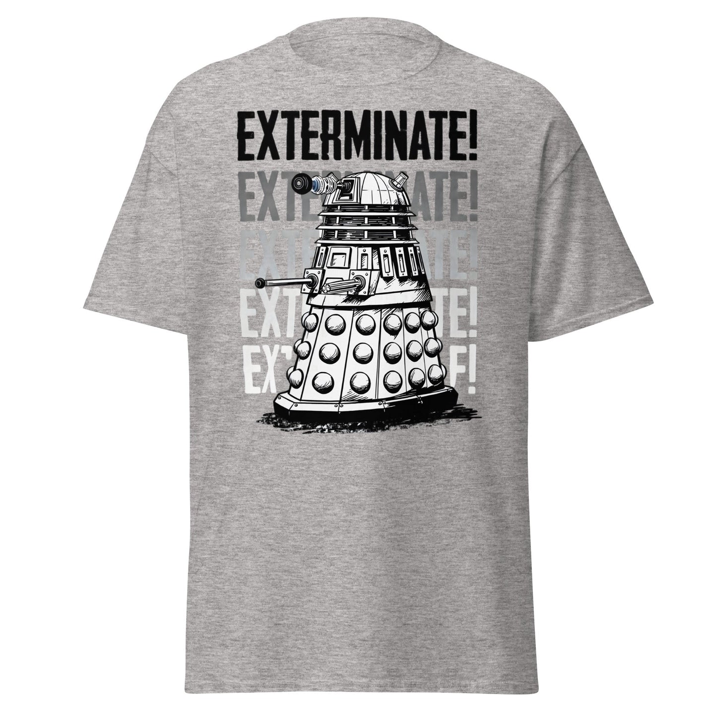 Dalek Exterminate T-Shirt - Retro Sci - Fi Graphic Tee - Sport Grey - T-Shirts Online
