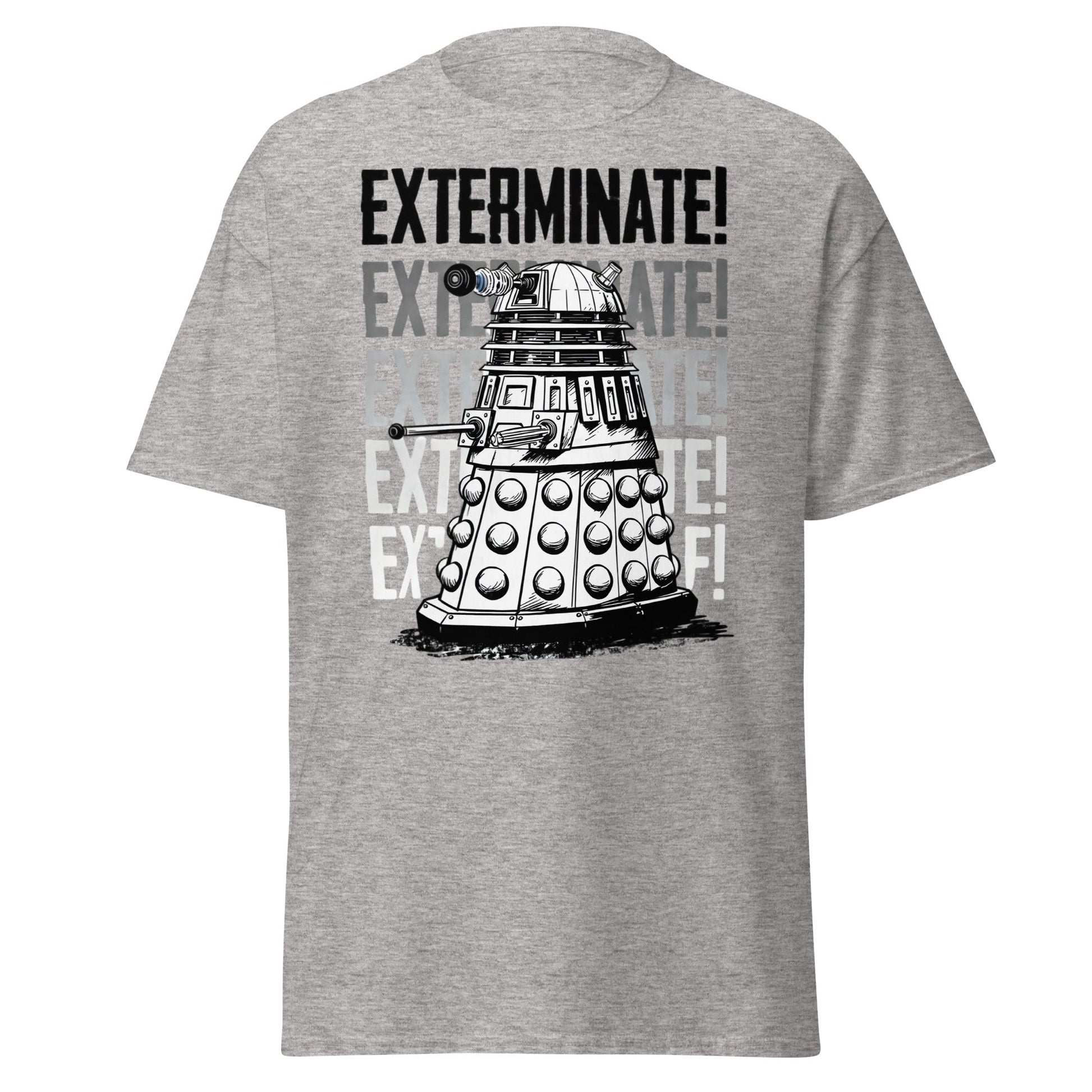 Dalek Exterminate T-Shirt - Retro Sci - Fi Graphic Tee - Sport Grey - T-Shirts Online