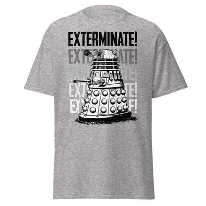 Dalek Exterminate T-Shirt - Retro Sci - Fi Graphic Tee - Sport Grey - T-Shirts Online