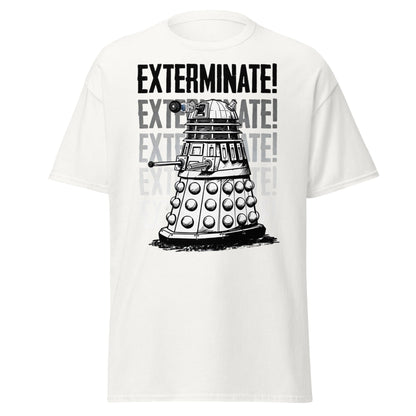 Dalek Exterminate T-Shirt - Retro Sci - Fi Graphic Tee - White - T-Shirts Online