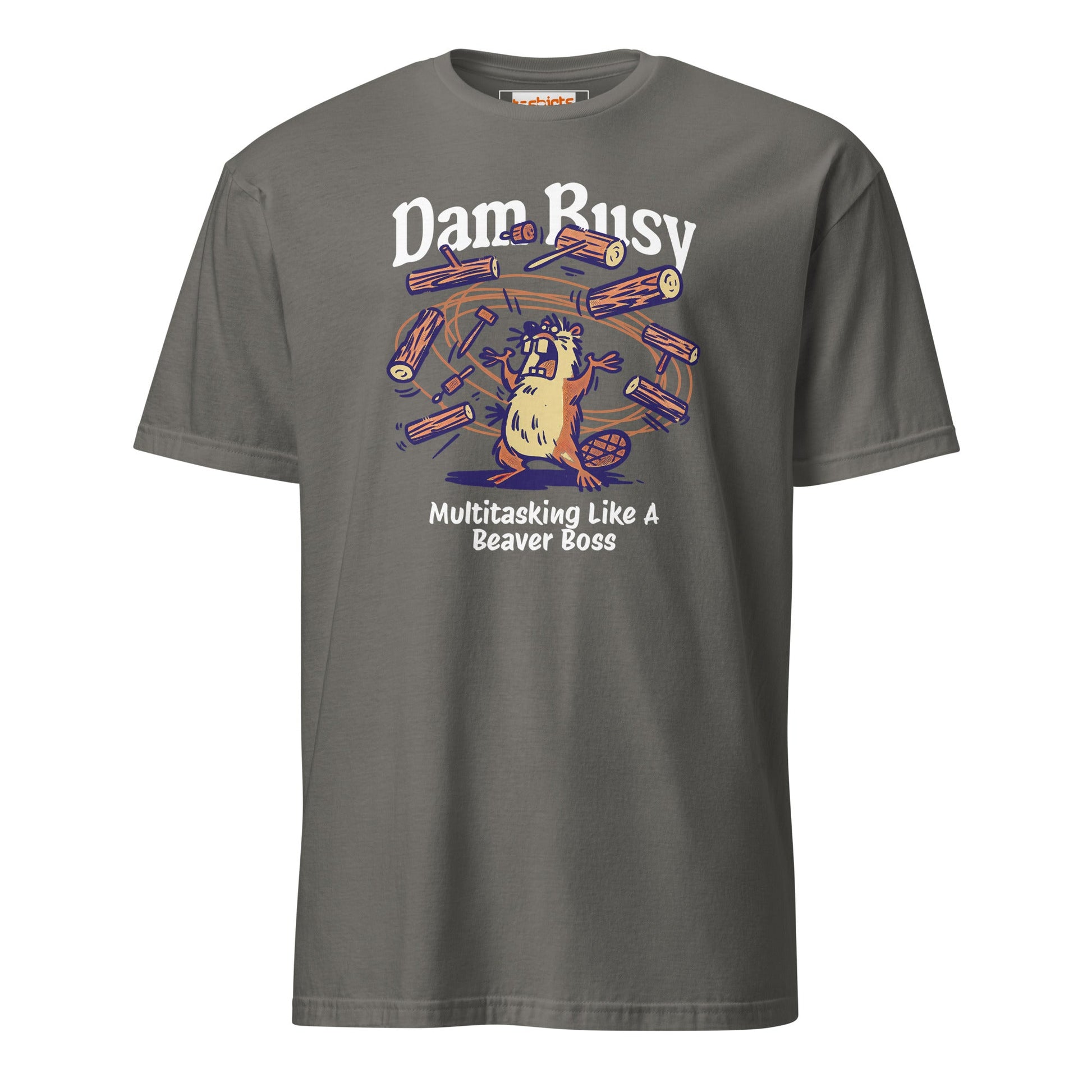 Dam Busy T-Shirt | Funny Graphic Tee - Charcoal - T-Shirts Online