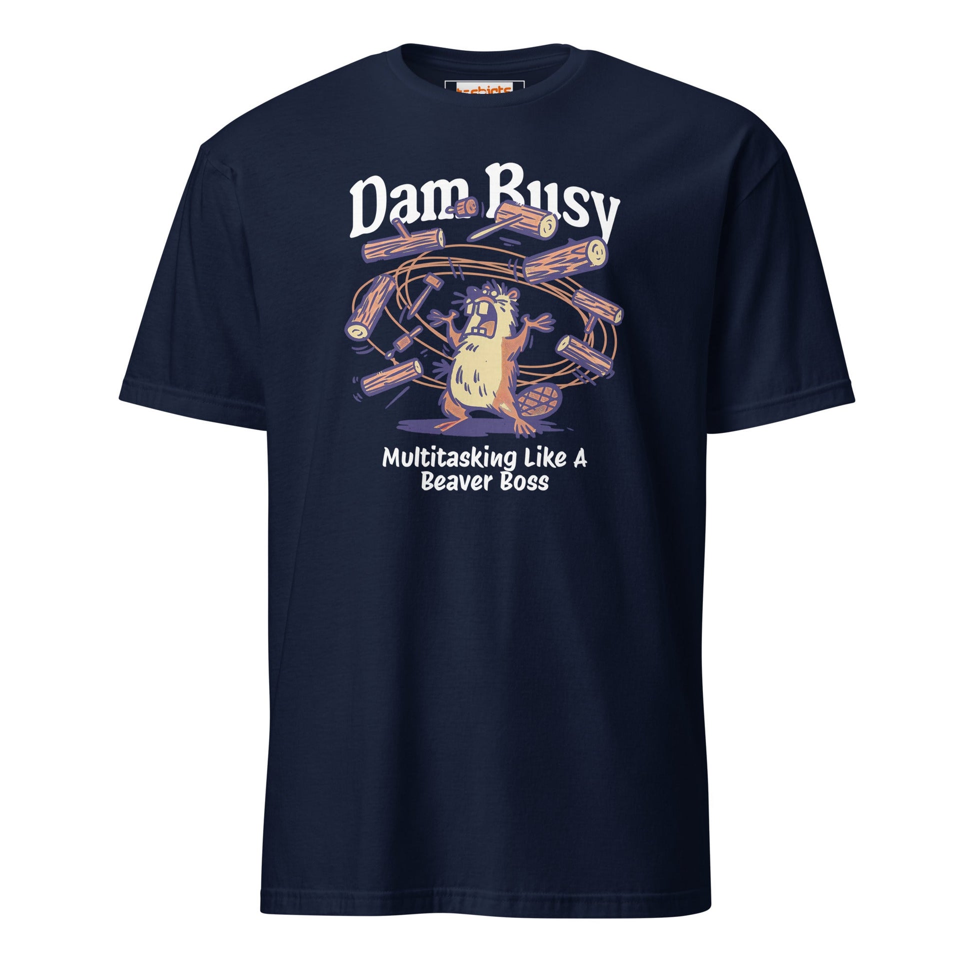 Dam Busy T-Shirt | Funny Graphic Tee - Navy - T-Shirts Online