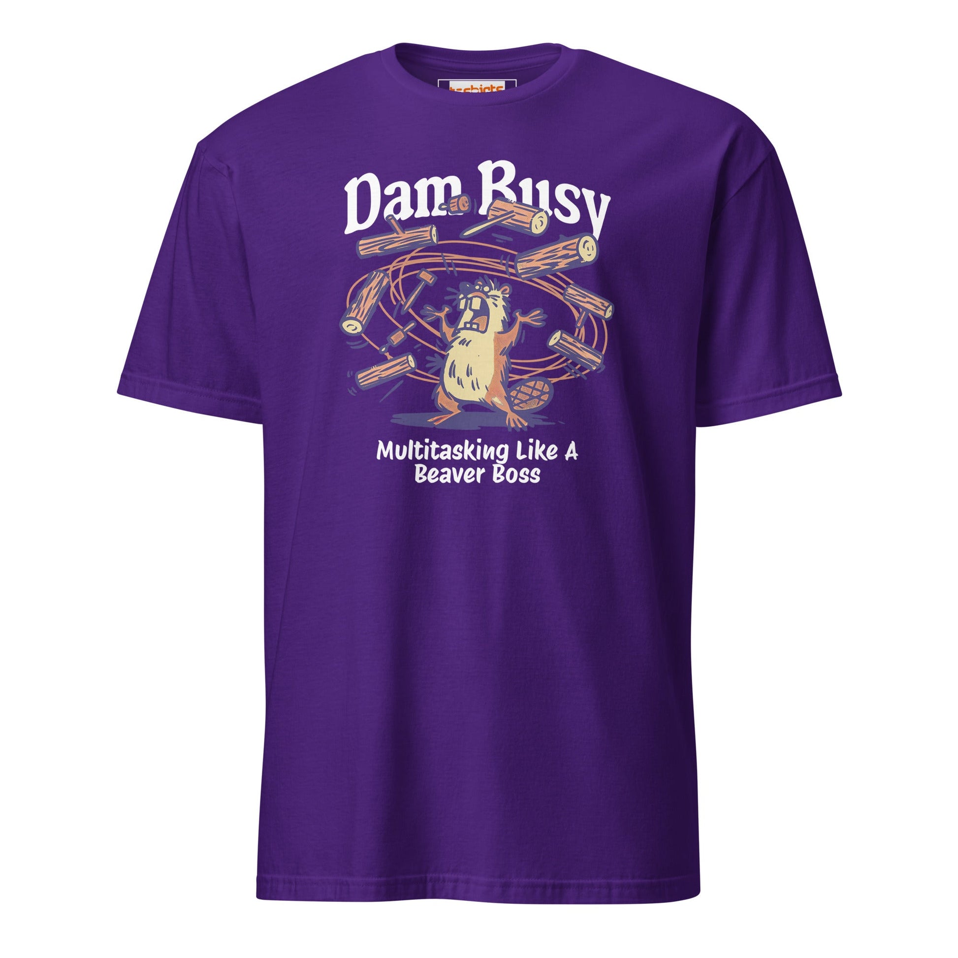 Dam Busy T-Shirt | Funny Graphic Tee - Purple - T-Shirts Online