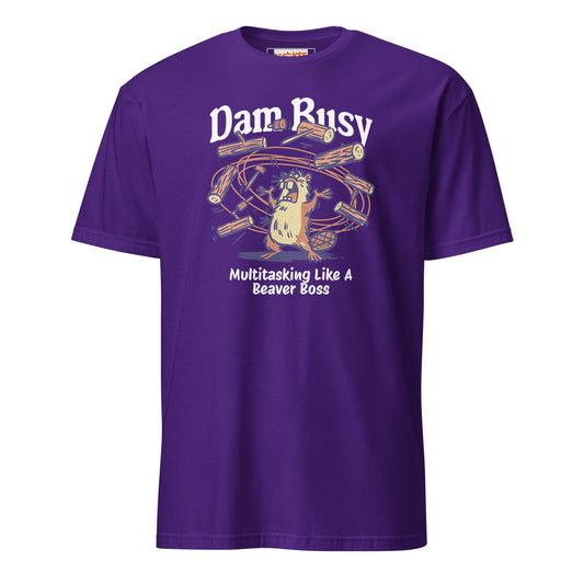 Dam Busy T-Shirt | Funny Graphic Tee - Purple - T-Shirts Online