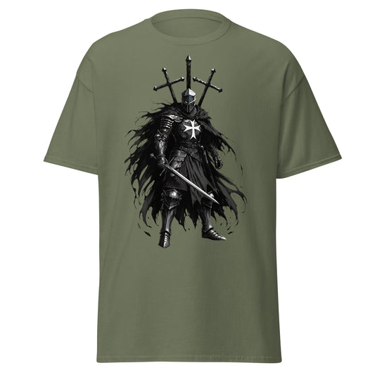 Dark Knight Templar Armor T-Shirt - Gothic Medieval Tee - Military Green - T-Shirts Online
