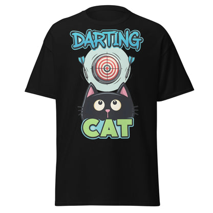 Darting Cat T-Shirt | Funny Darts & Black Cat Graphic Apparel - Black - T-Shirts Online