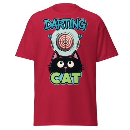 Darting Cat T-Shirt | Funny Darts & Black Cat Graphic Apparel - Cardinal - T-Shirts Online