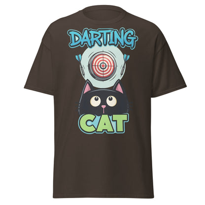 Darting Cat T-Shirt | Funny Darts & Black Cat Graphic Apparel - Dark Chocolate - T-Shirts Online