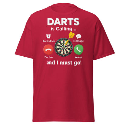 Darts Is Calling T-Shirt - Funny Dart Player Gift Tee - Cardinal - T-Shirts Online
