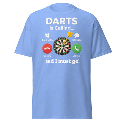 Darts Is Calling T-Shirt - Funny Dart Player Gift Tee - Carolina Blue - T-Shirts Online
