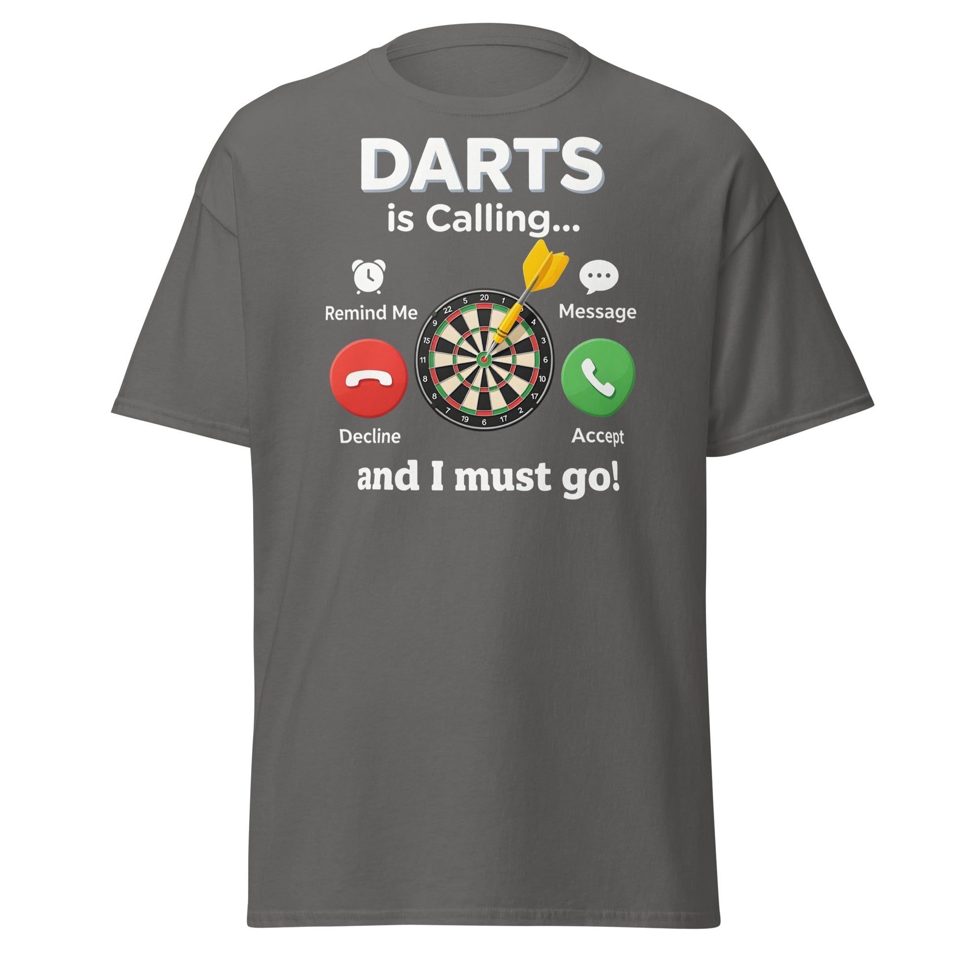 Darts Is Calling T-Shirt - Funny Dart Player Gift Tee - Charcoal - T-Shirts Online