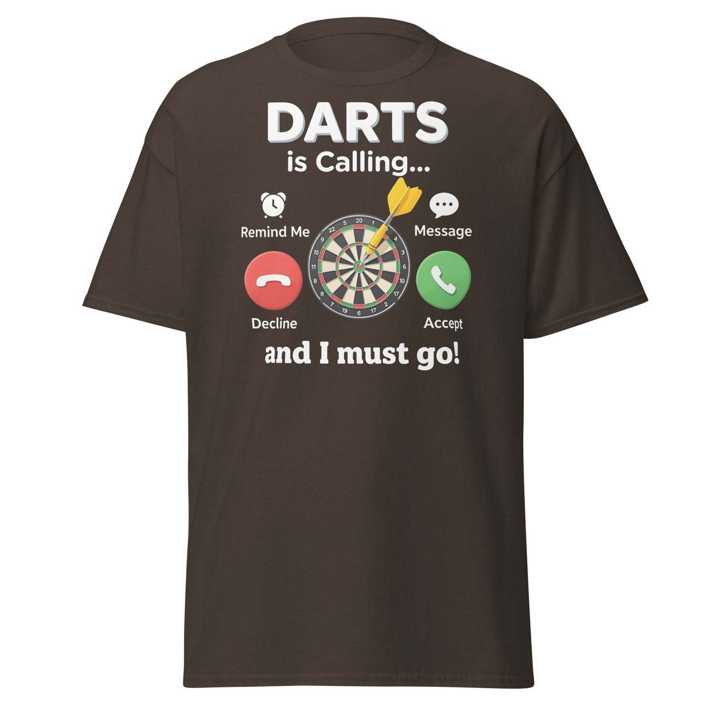Darts Is Calling T-Shirt - Funny Dart Player Gift Tee - Dark Chocolate - T-Shirts Online