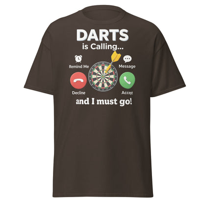 Darts Is Calling T-Shirt - Funny Dart Player Gift Tee - Dark Chocolate - T-Shirts Online