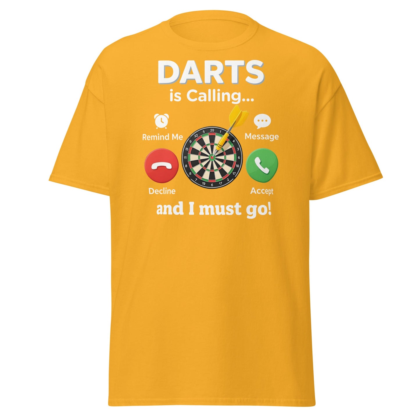 Darts Is Calling T-Shirt - Funny Dart Player Gift Tee - Gold - T-Shirts Online