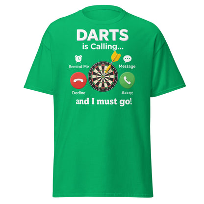Darts Is Calling T-Shirt - Funny Dart Player Gift Tee - Irish Green - T-Shirts Online