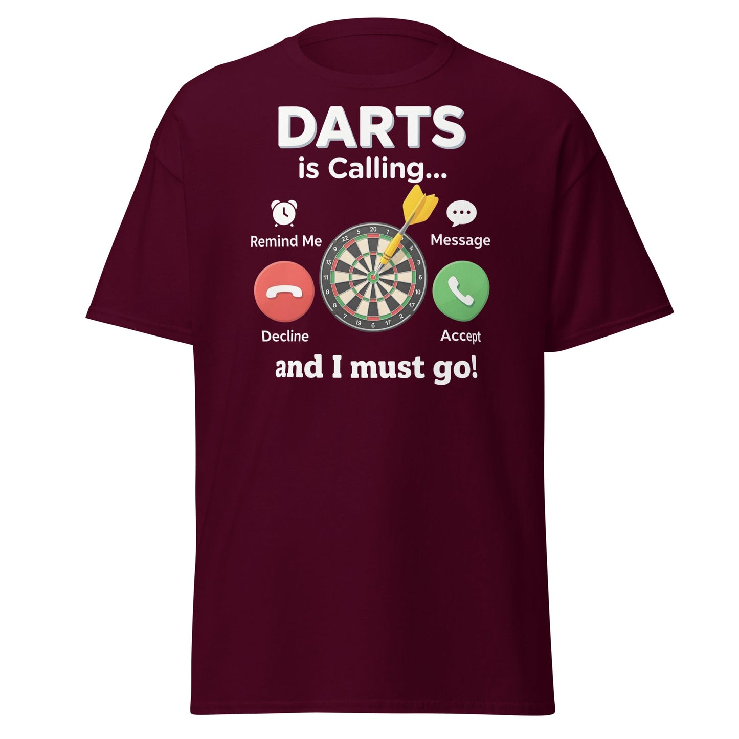 Darts Is Calling T-Shirt - Funny Dart Player Gift Tee - Maroon - T-Shirts Online