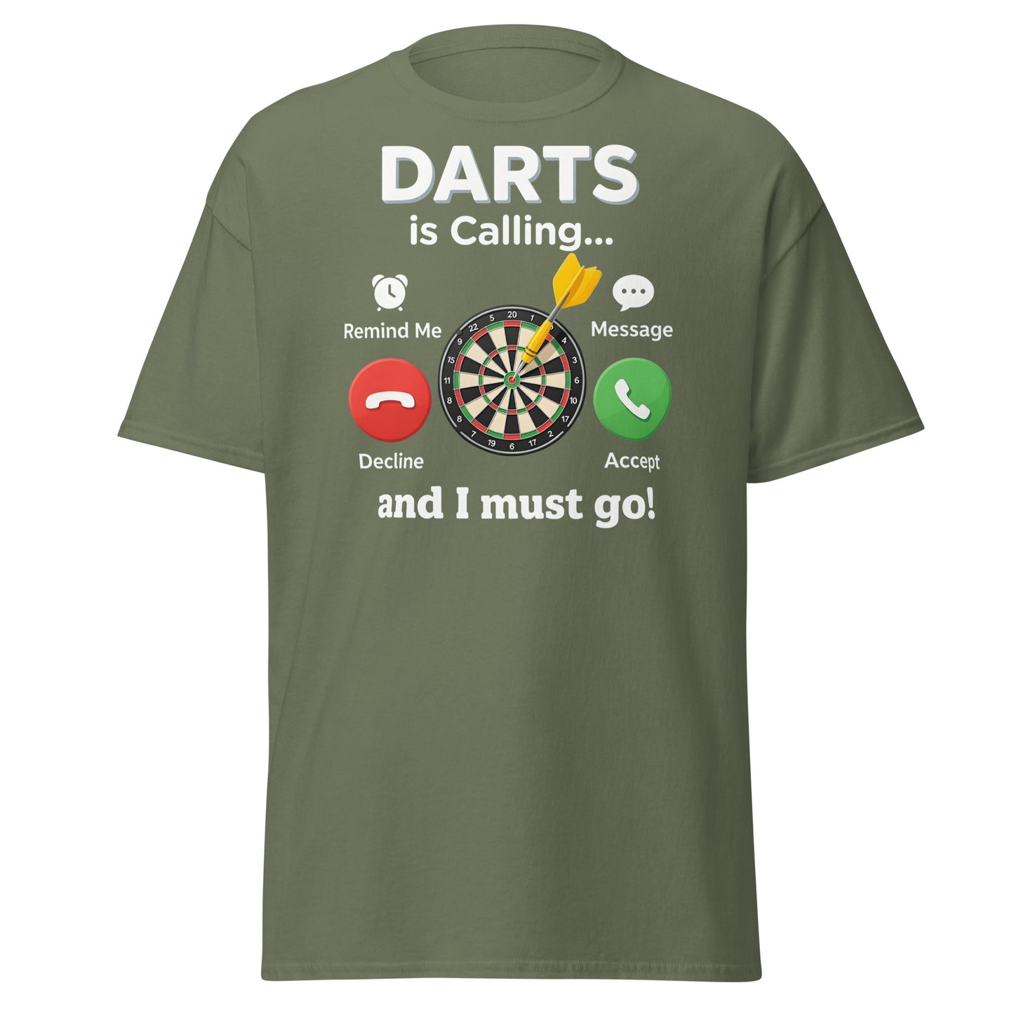 Darts Is Calling T-Shirt - Funny Dart Player Gift Tee - Military Green - T-Shirts Online