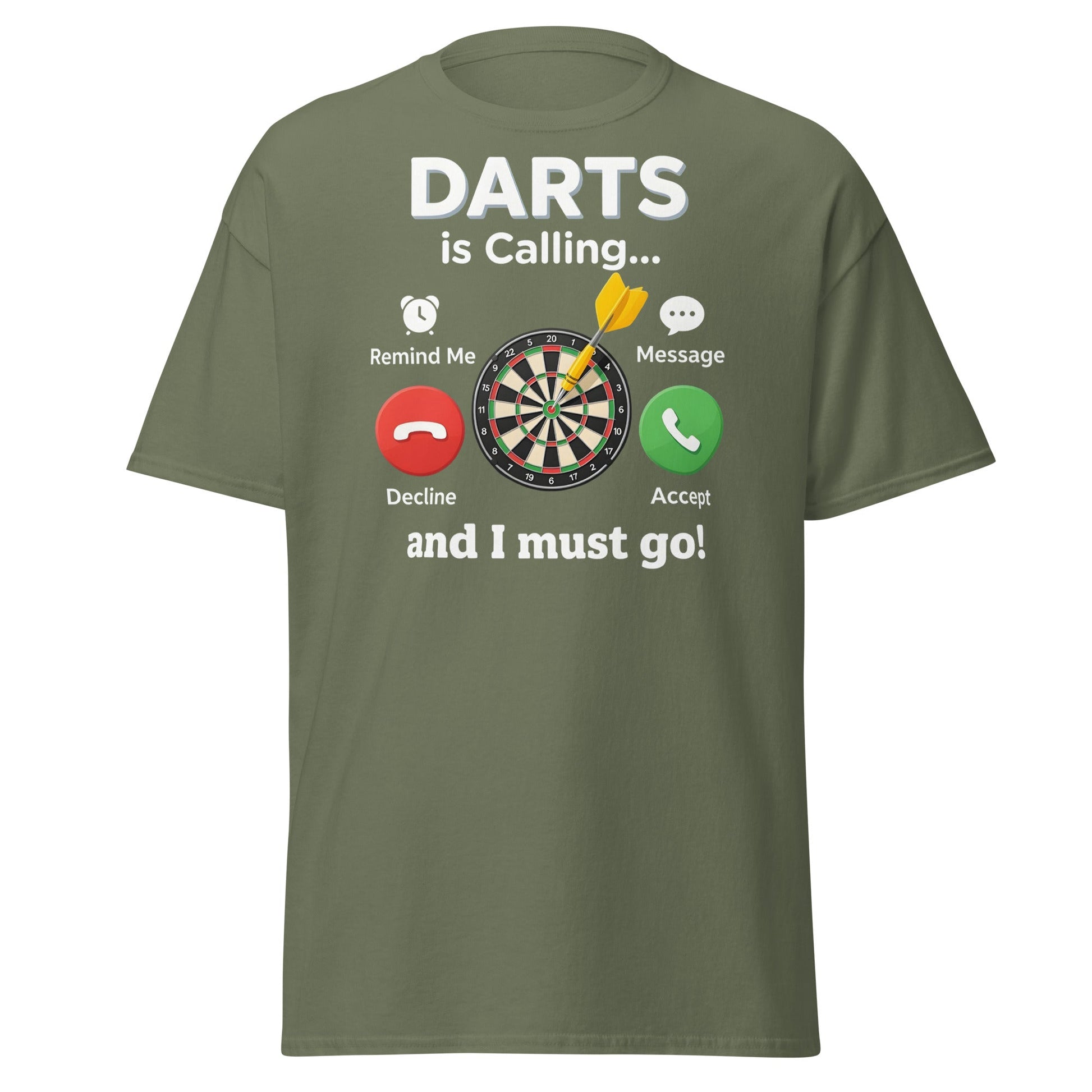 Darts Is Calling T-Shirt - Funny Dart Player Gift Tee - Military Green - T-Shirts Online